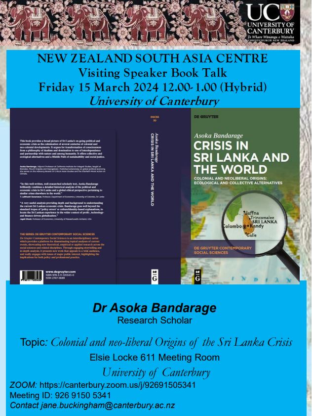 Asoka Bandarage book talk - 15 March 2024