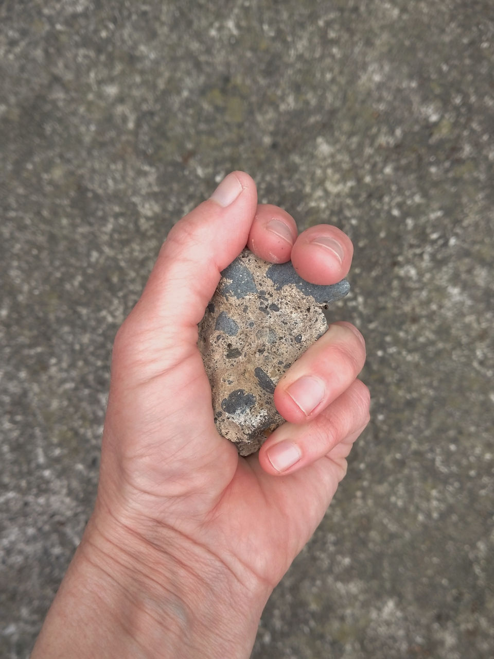 Hand holding a rock 