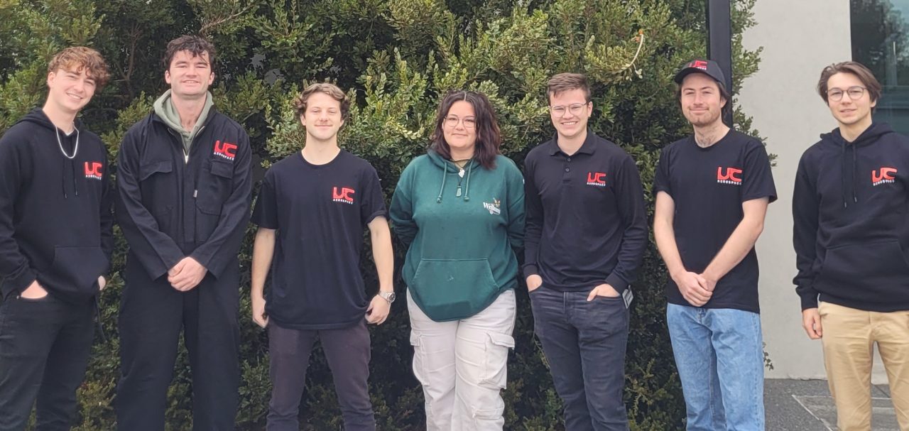 Team UC 2024 From left: Thomas Gawn, Elliott Alloo, Darcy Green, Mia Dicey, James Graham (Team lead), Oliver Clements, Stefan Caird. Absent: Caleb Melchers, Rushil Gentejohann.