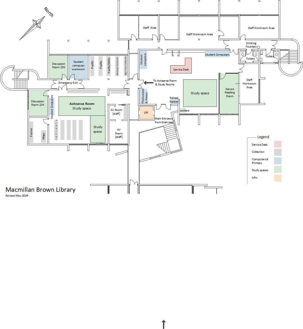 Floor plan of Macmillan Brown Library